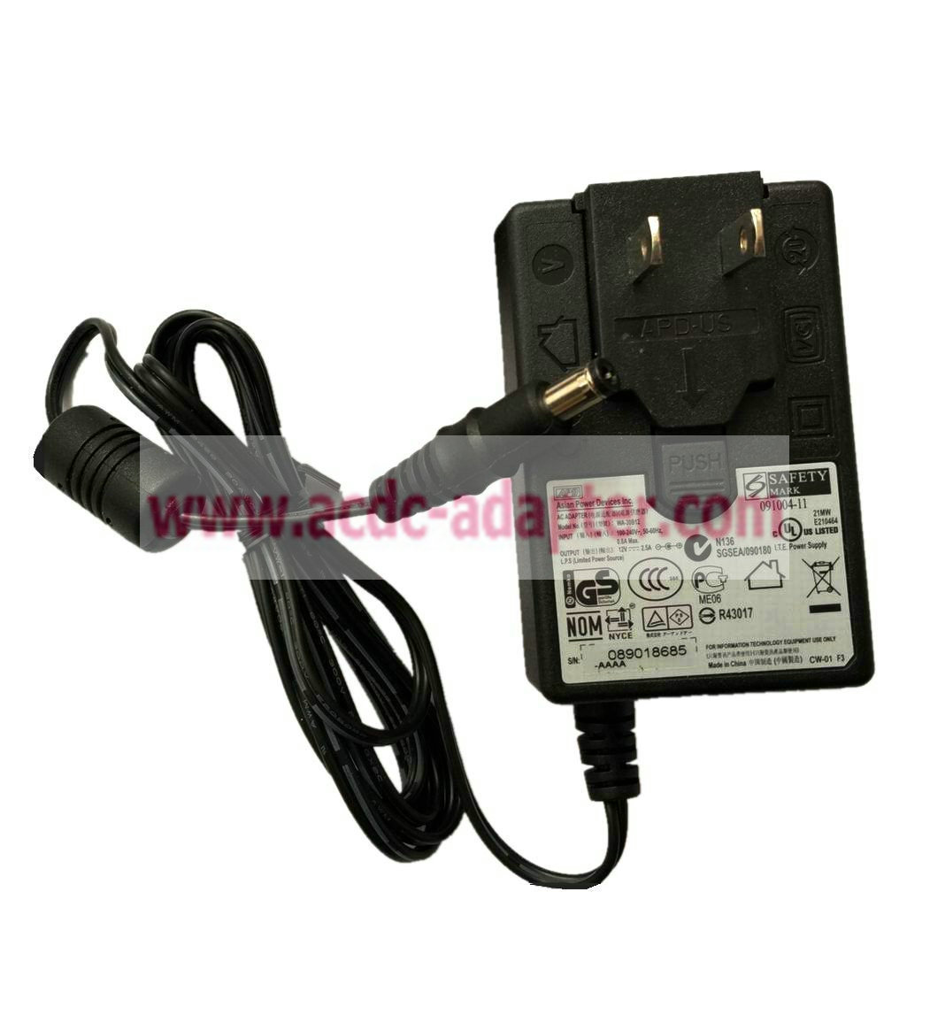 NEW APD 12V 2.5A 30W AC DC Adapter WA-30B12 WA-24E12 For WD External HDD Power Sup